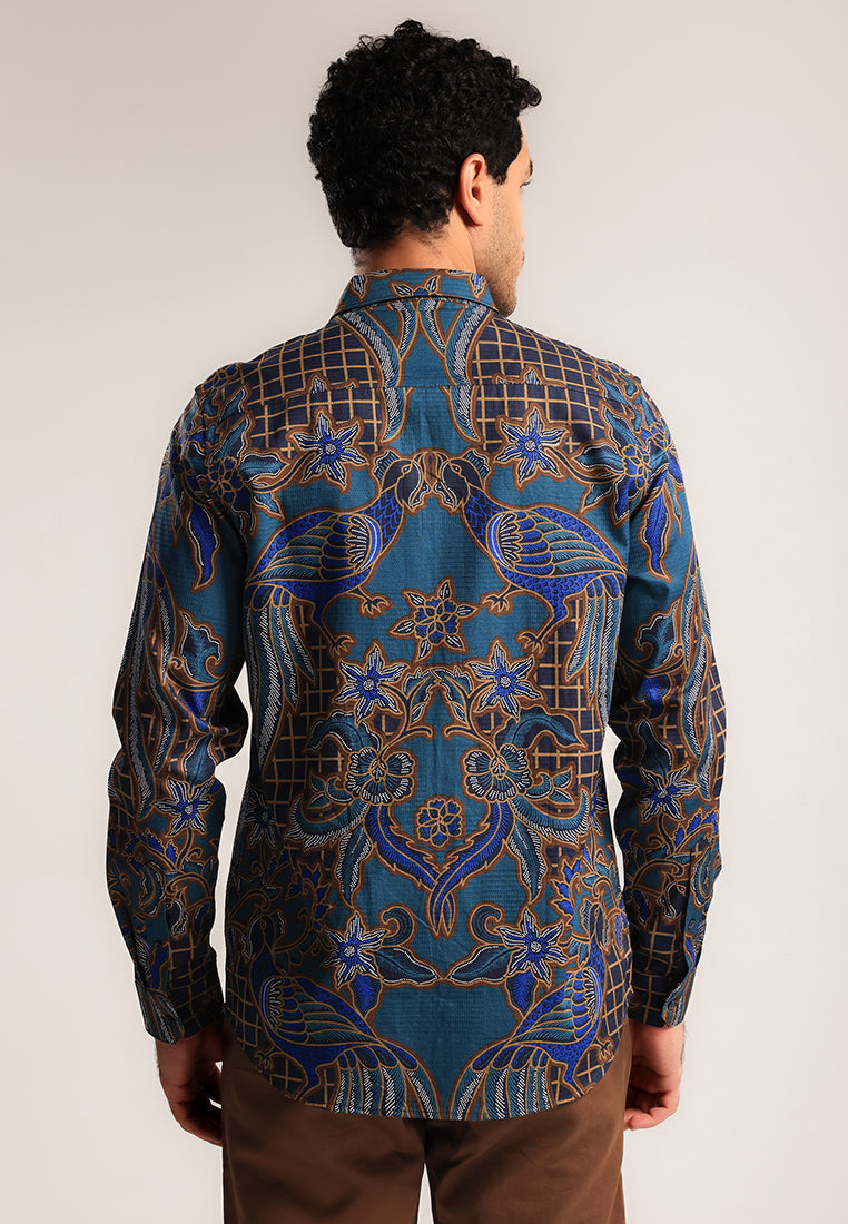 MOC - Kemeja Batik Pria Lengan Panjang Bramantha - Navy