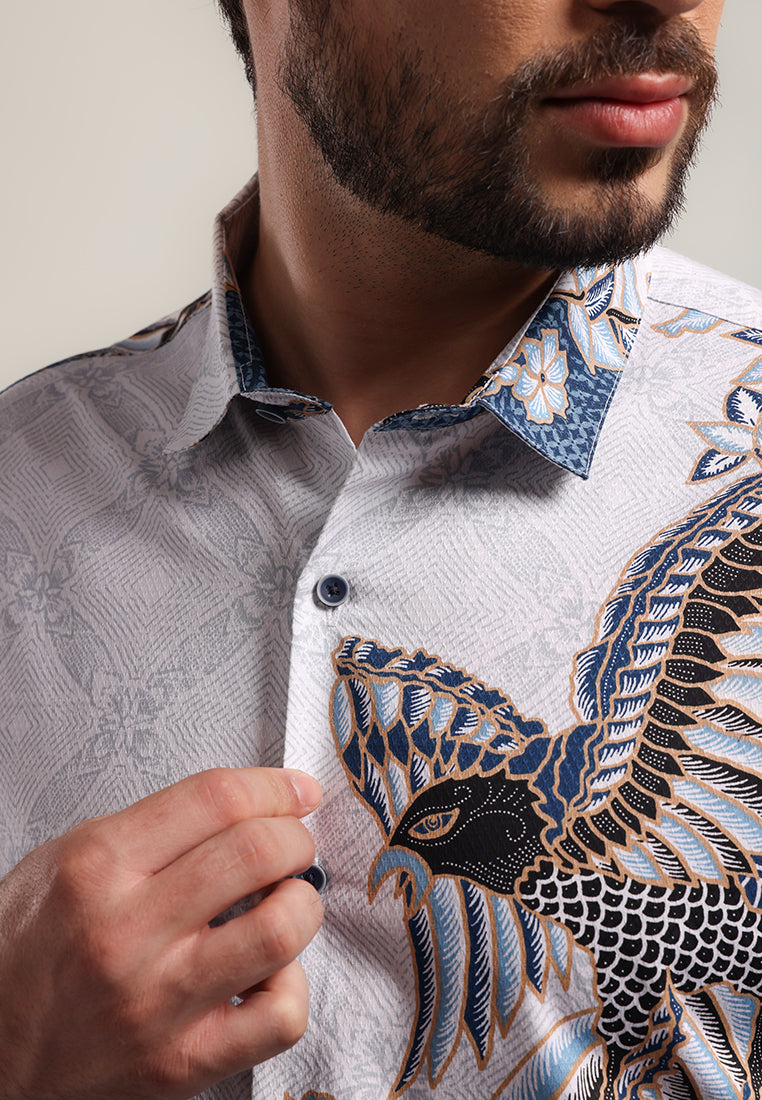 MOC - Kemeja Batik Pria Lengan Panjang Nurras - Blue