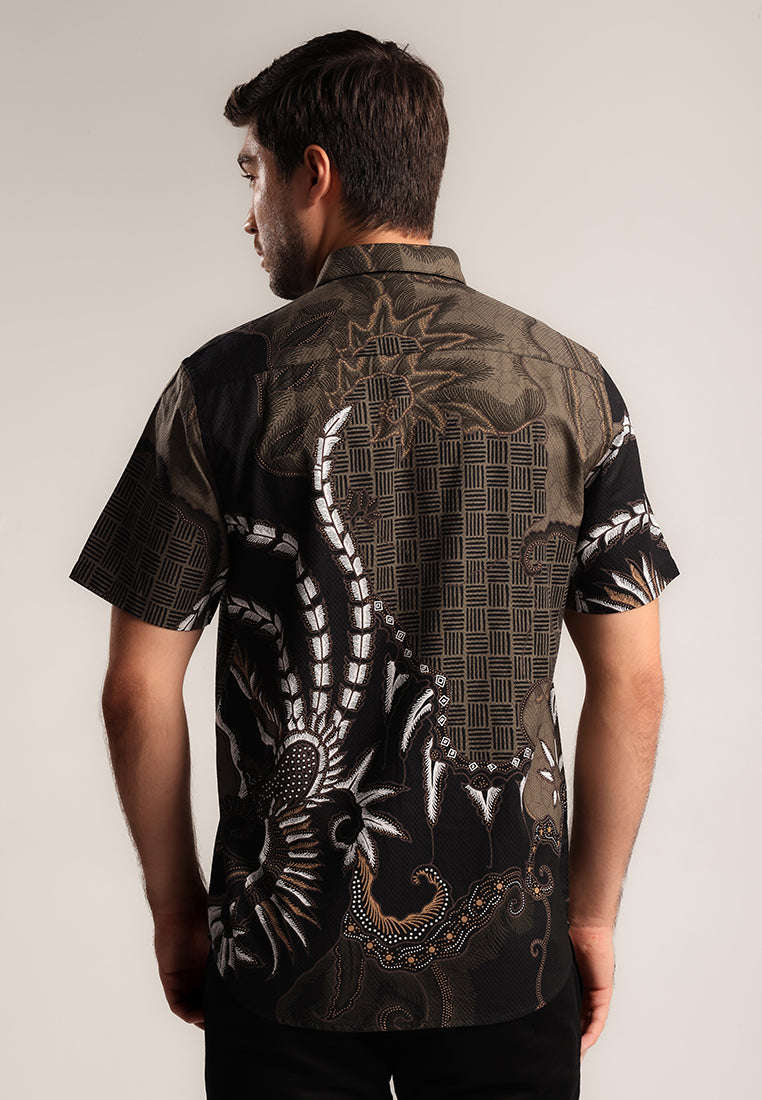 MOC - Kemeja Batik Pria Lengan Pendek Bimalandra - Black