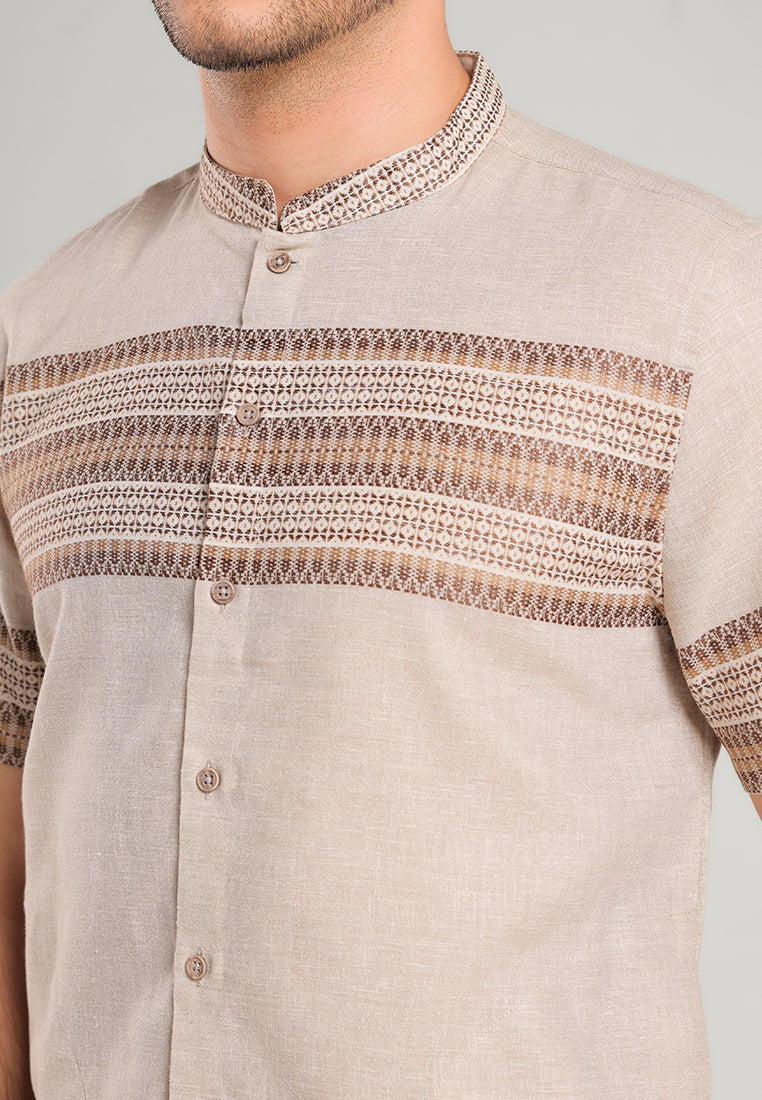 MOC Kemeja Koko Lengan Pendek Pria HORIF - KHAKI