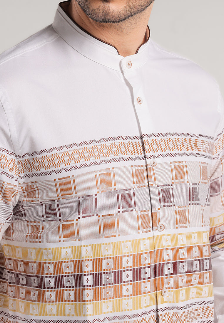 MOC Kemeja Koko Lengan Panjang Pria SWIZZ - WHITE