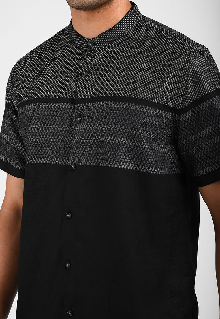MOC Kemeja Koko Lengan Pendek Pria IDHGAM-BLACK