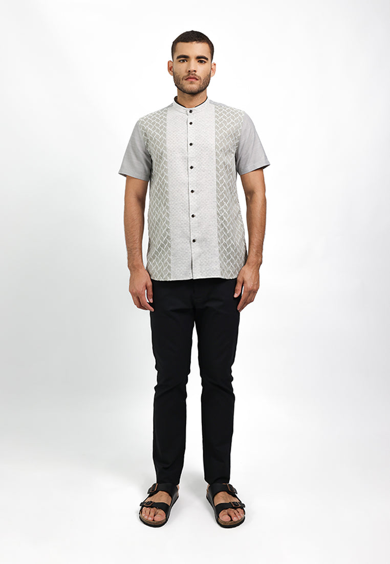 MOC Kemeja Koko Lengan Pendek Pria Tragan - Grey