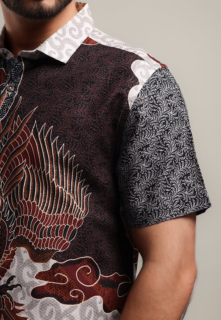 MOC Kemeja Batik Lengan Pendek Pria DHANU - BEIGE
