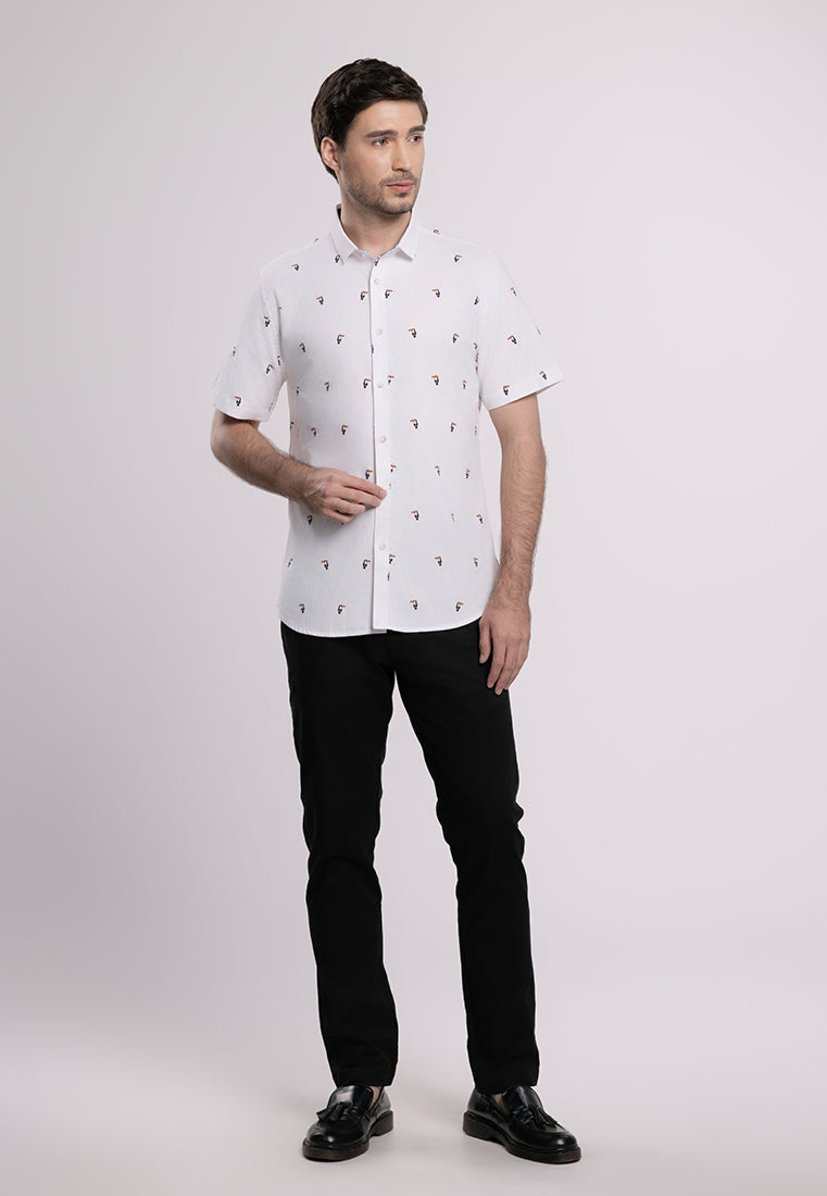 MOC Kemeja Lengan Pendek Pria GODRIC-WHITE