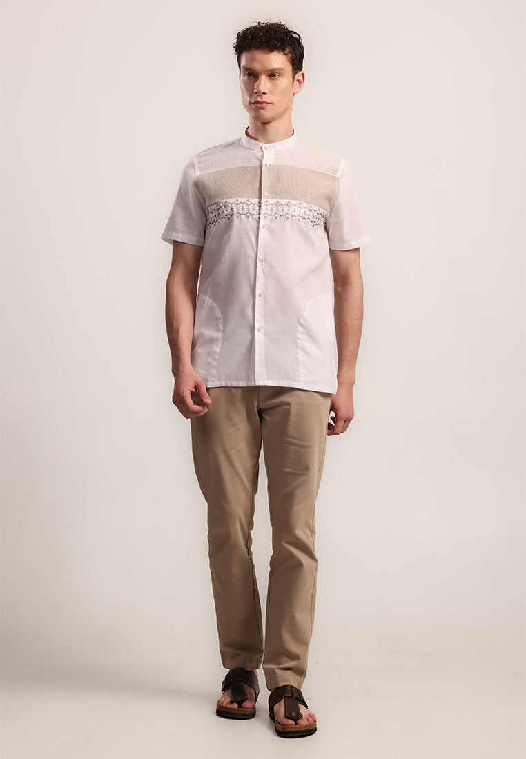 MOC Kemeja Koko Lengan Pendek Pria CALAIS - WHITE