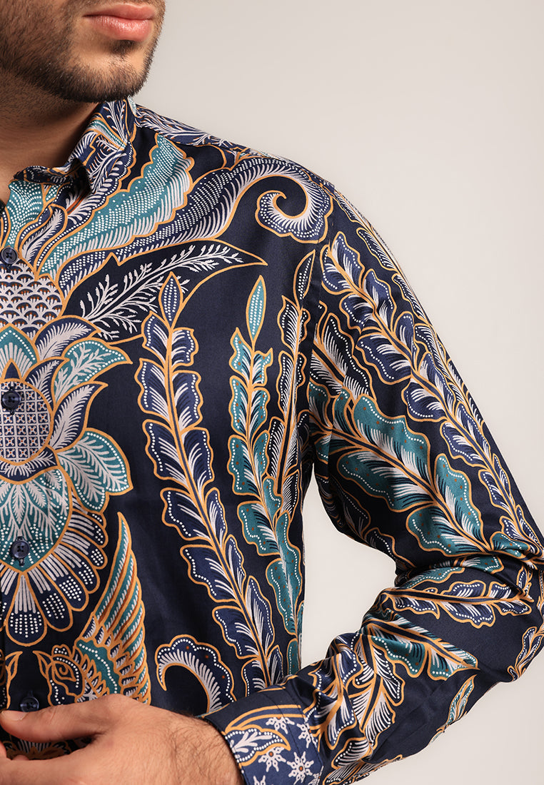 MOC - Kemeja Batik Pria Lengan Panjang Vardhama - Black