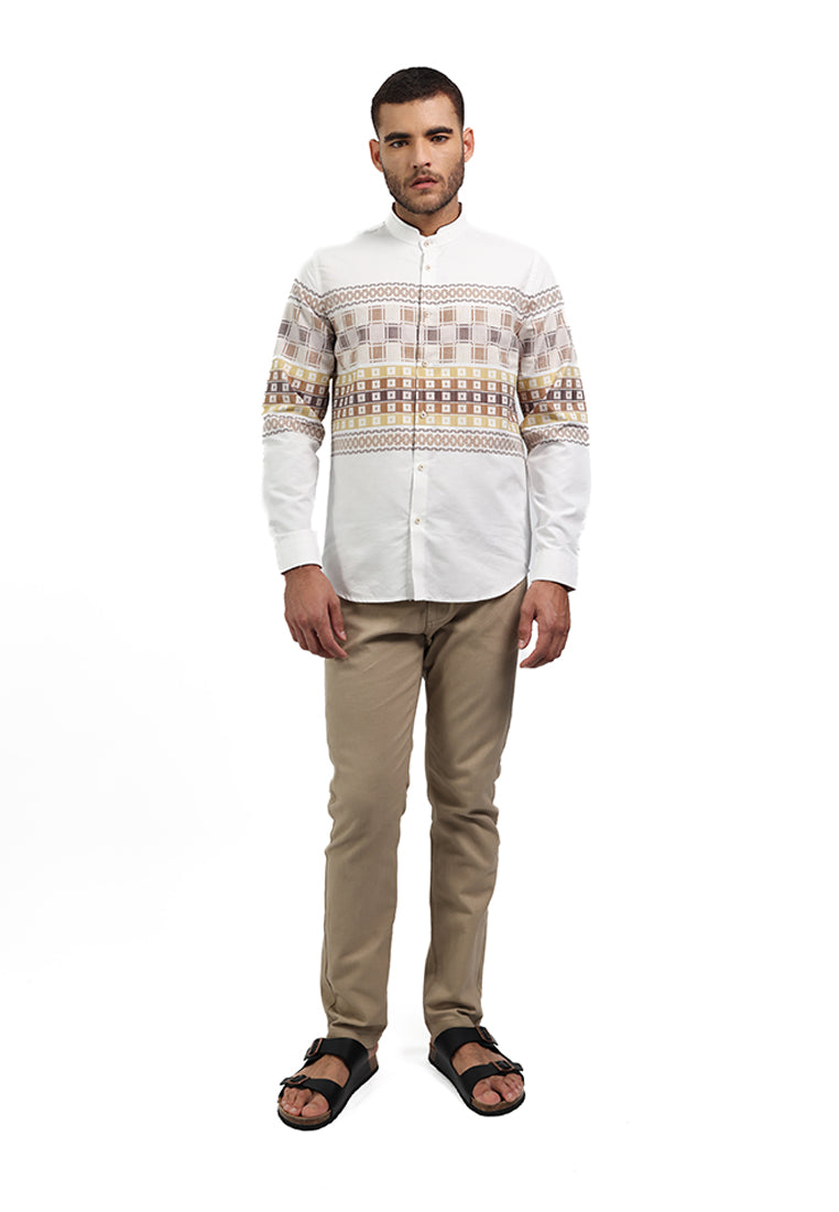 MOC Kemeja Koko Lengan Panjang Pria SWIZZ - WHITE