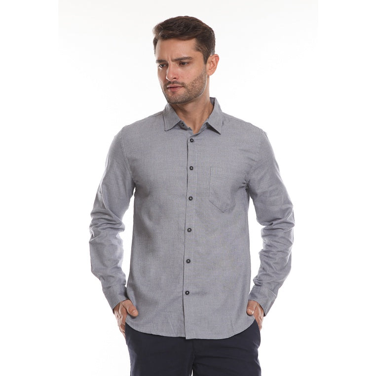 Men's Top By MOC Kemeja Pria Basic Polos Panjang Slim Fit Violi Best Seller