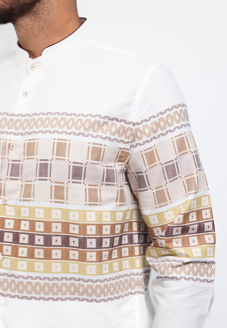 MOC Kemeja Koko Lengan Panjang Pria SWIZZ - WHITE
