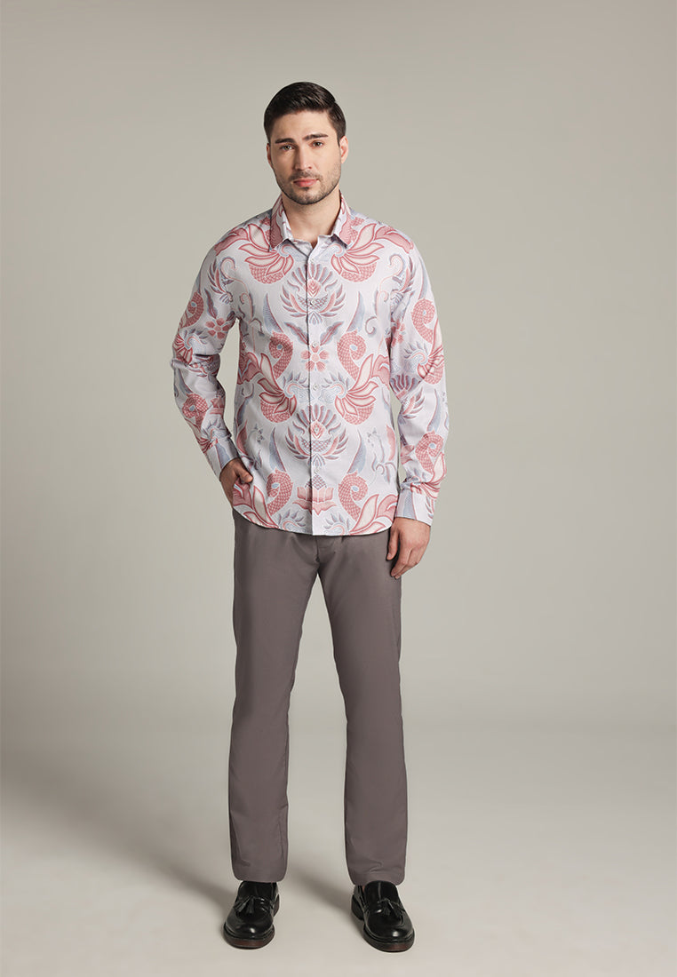 MOC - Kemeja Batik Pria Lengan Panjang Harjuna - Beige