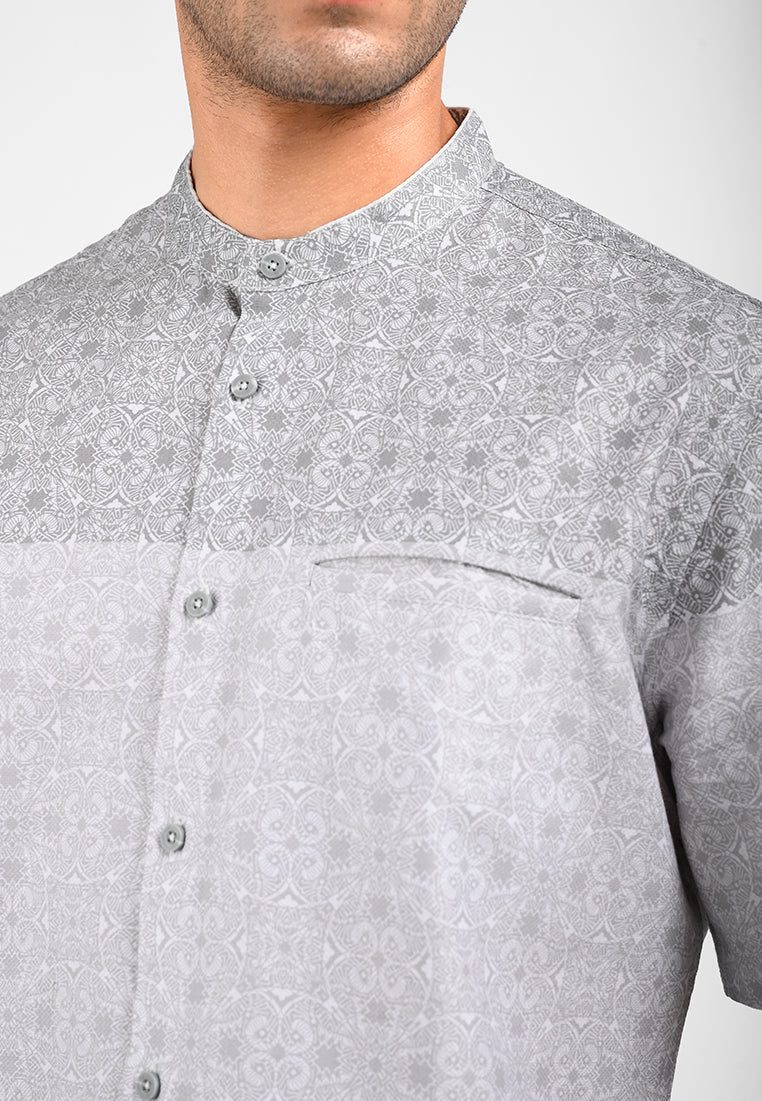 MOC Kemeja Koko Lengan Pendek Pria TORVI-GREY