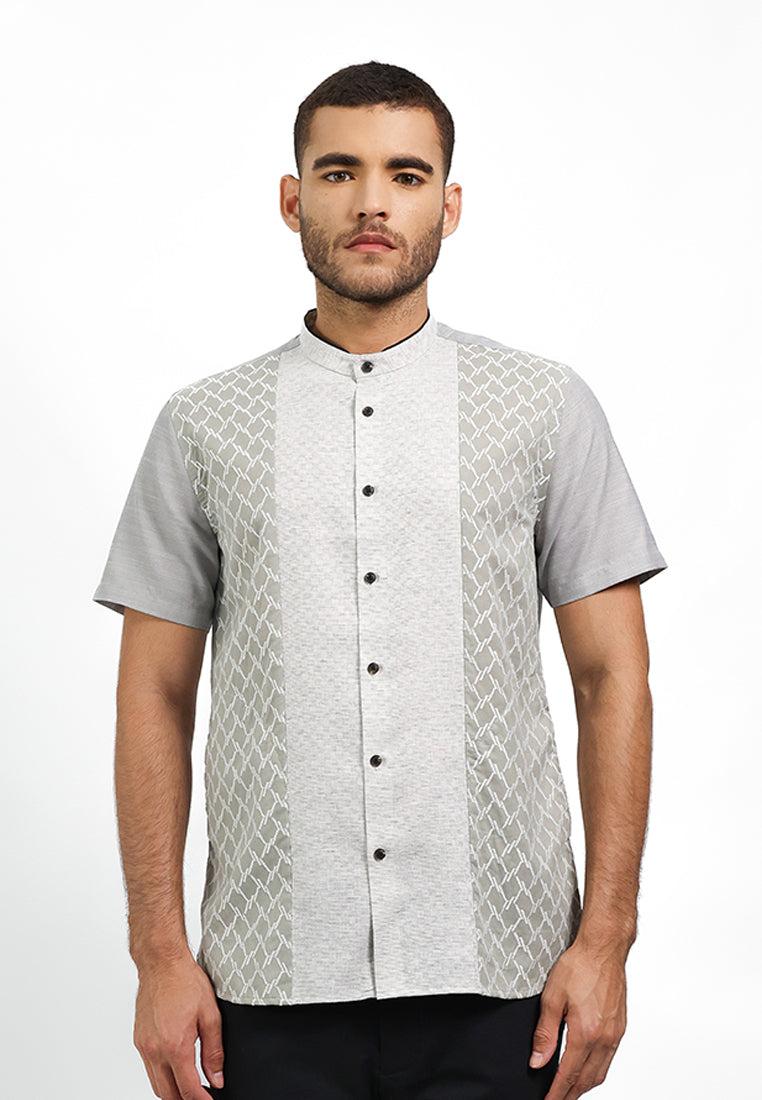 MOC Kemeja Koko Lengan Pendek Pria Tragan - Grey