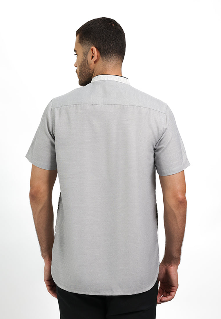MOC Kemeja Koko Lengan Pendek Pria Tragan - Grey