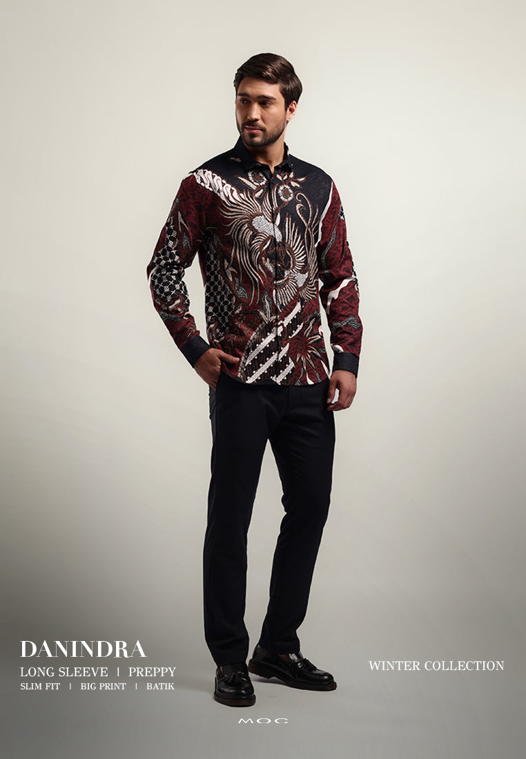 MOC Kemeja Batik Lengan Panjang Pria DANINDRA - MAROON