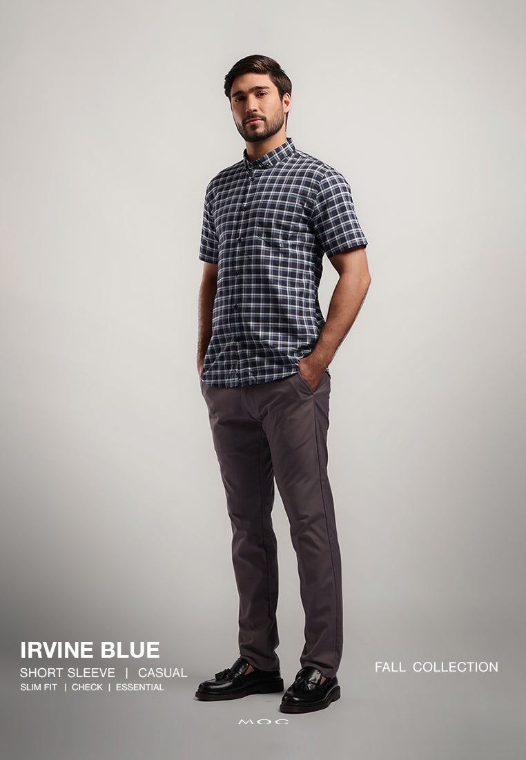 MOC Kemeja Lengan Pendek Pria IRVINE - BLUE