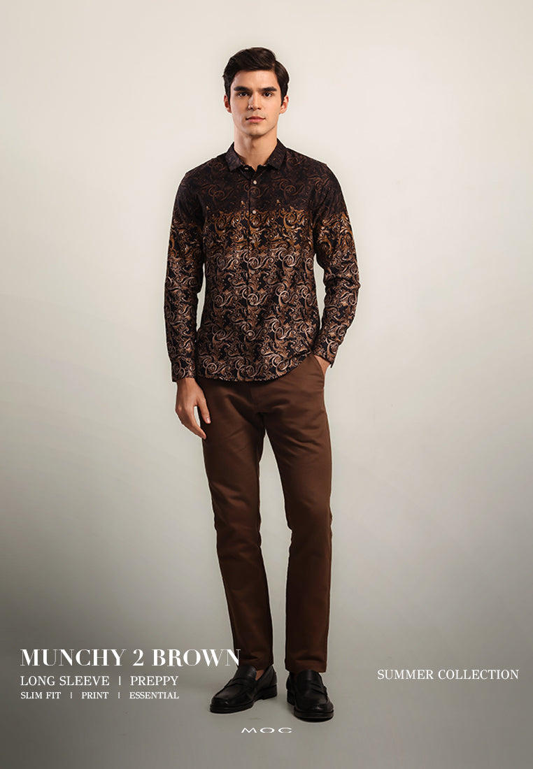 MOC Kemeja Lengan Panjang Pria MUNCHY 2 -BROWN