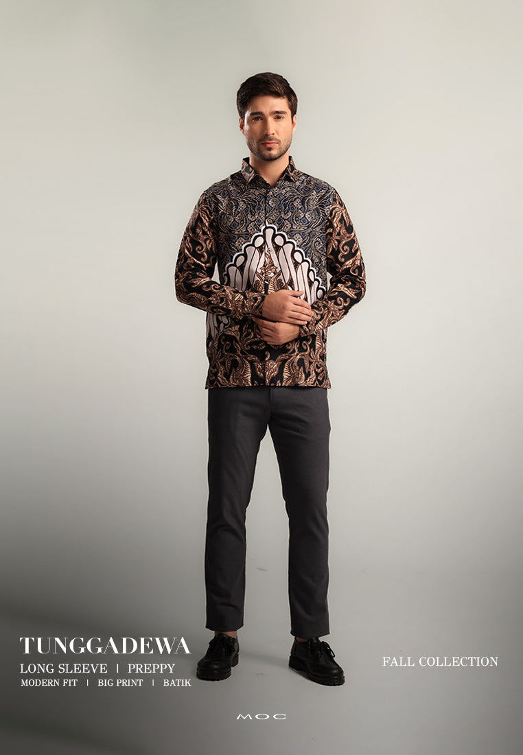 MOC Kemeja Batik Lengan Panjang Pria Tunggadewa - Brown