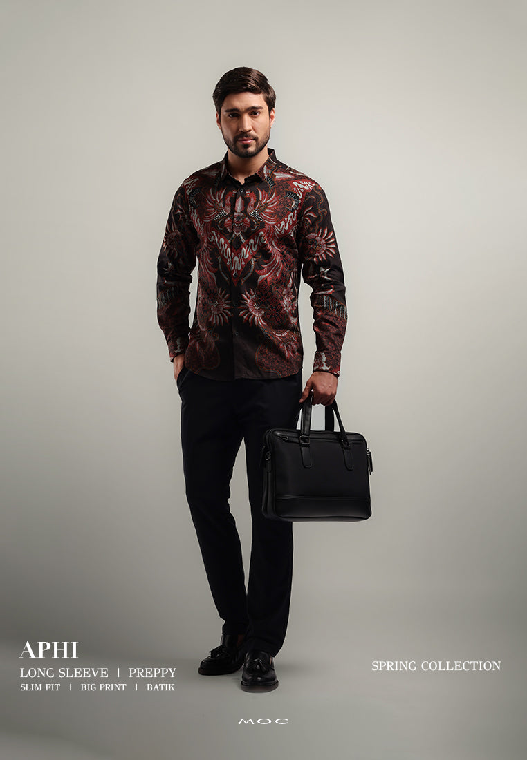 MOC Kemeja Batik Lengan Panjang Pria APHI-BLACK