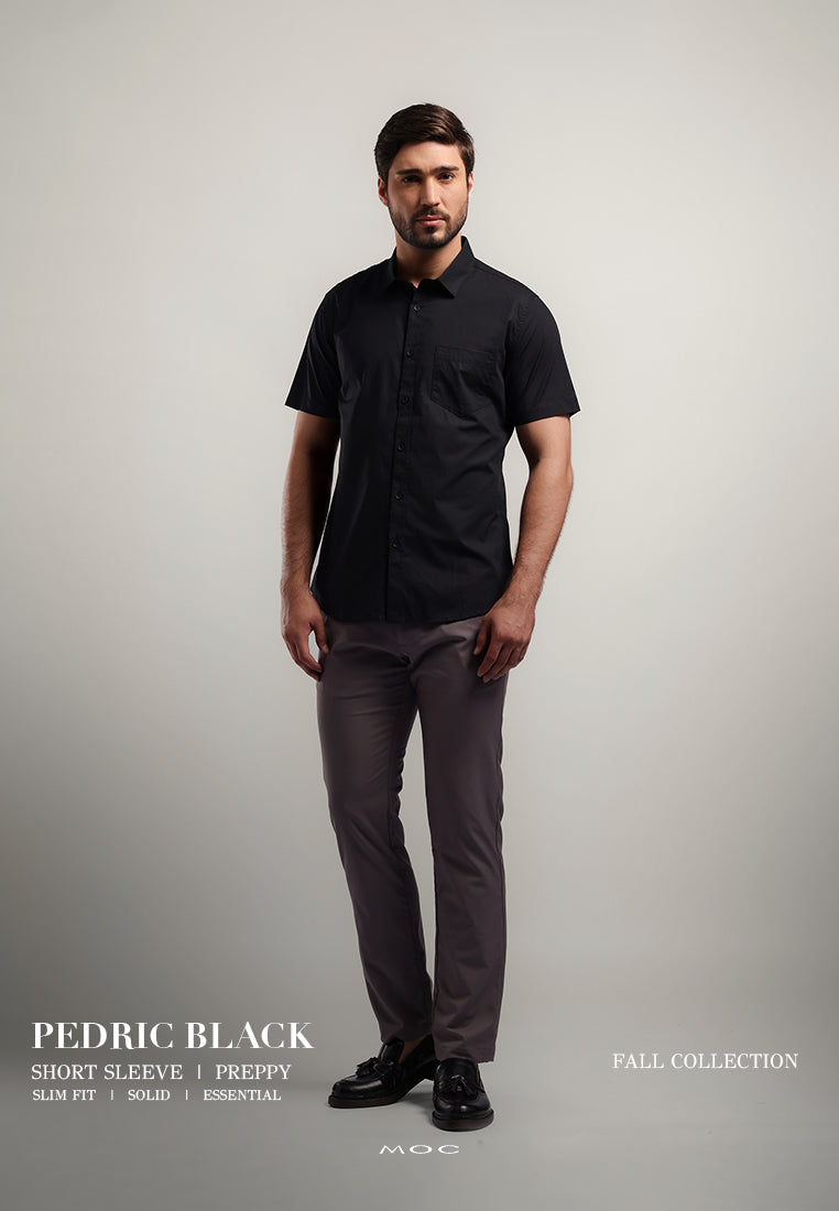 MOC Kemeja Lengan Pendek Pria PEDRIC-BLACK