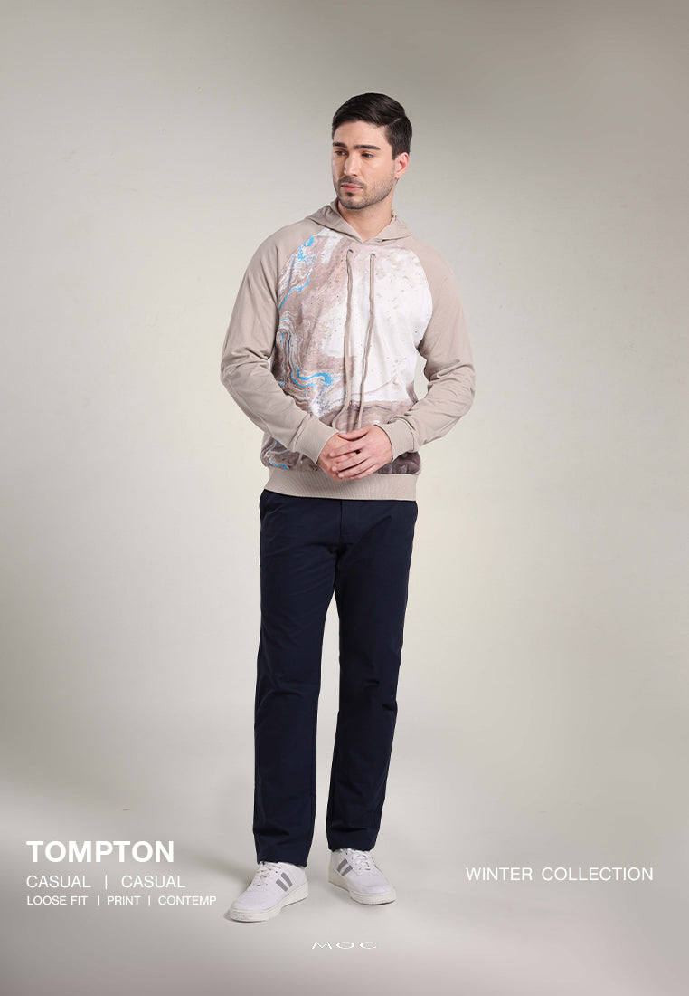 MOC Sweater Hoodie Pria Lengan Panjang TOMPTON-KHAKI
