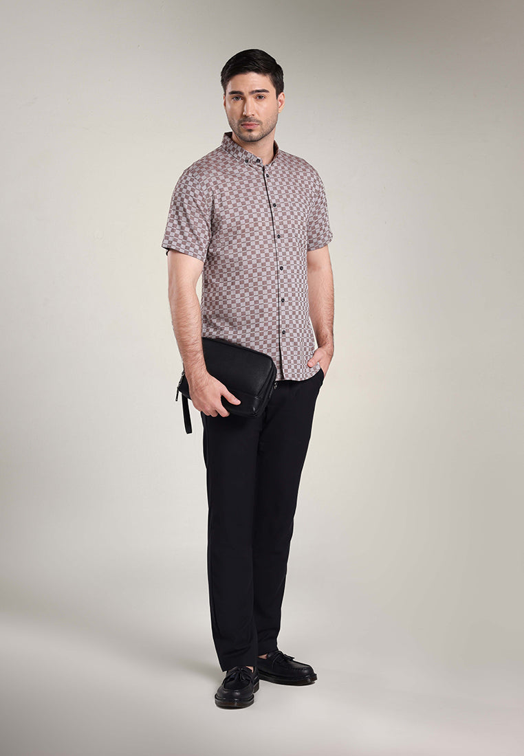 MOC Kemeja Lengan Pendek Pria FONIK - Dark Brown