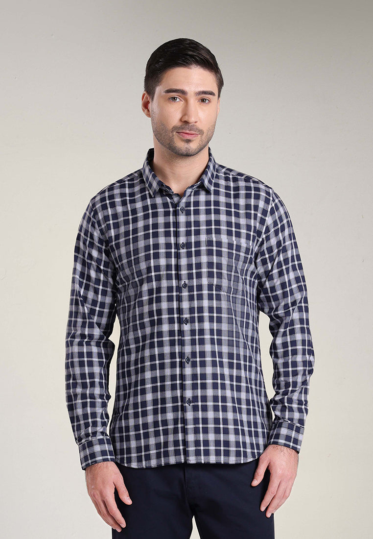 MOC Kemeja Lengan Panjang Pria ASHBY - BLUE