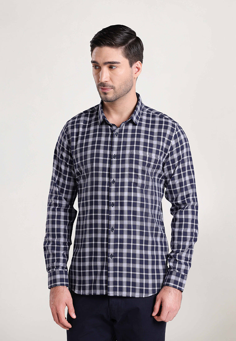 MOC Kemeja Lengan Panjang Pria ASHBY - BLUE