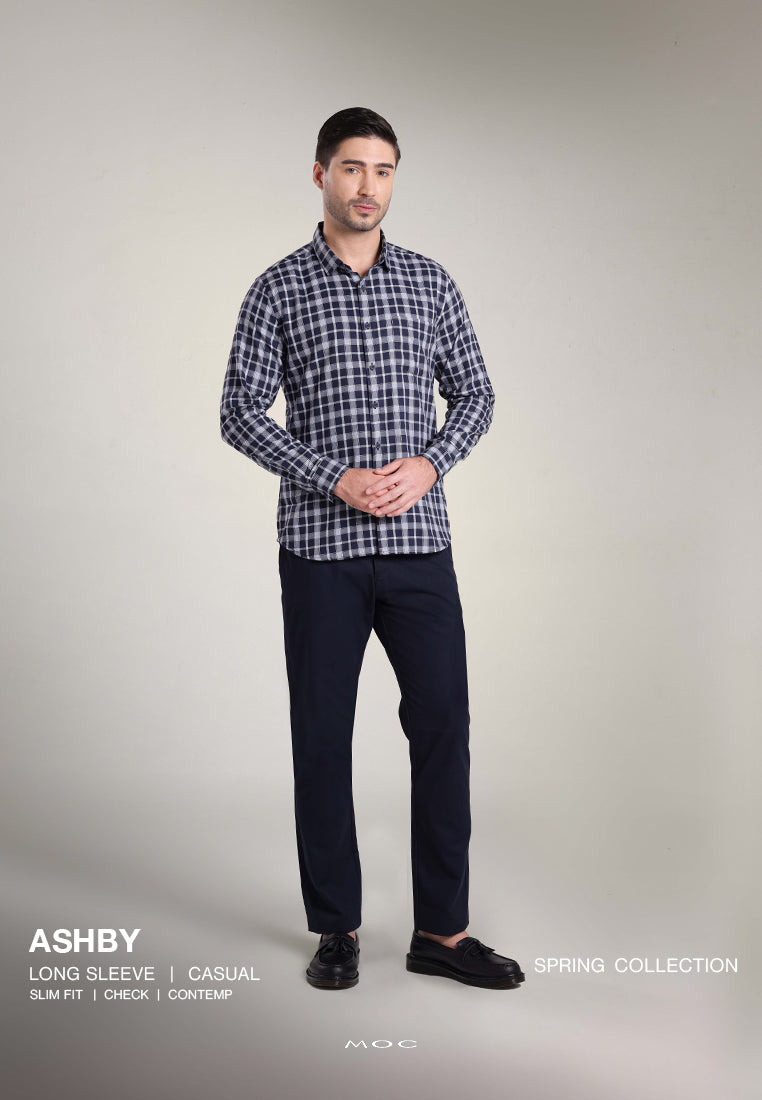MOC Kemeja Lengan Panjang Pria ASHBY - BLUE