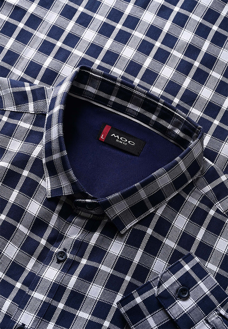 MOC Kemeja Lengan Panjang Pria ASHBY - BLUE