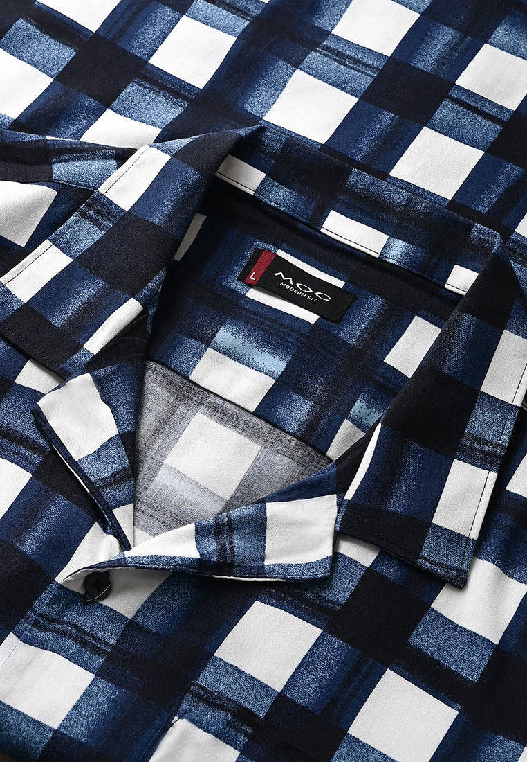 MOC Kemeja Kotak-kotak Pria Lengan Pendek DANTE - NAVY