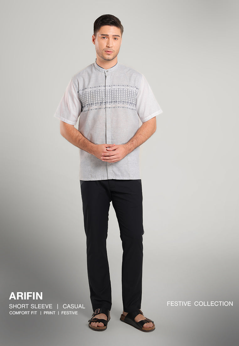MOC Kemeja Koko Lengan Pendek Pria ARIFIN - GREY