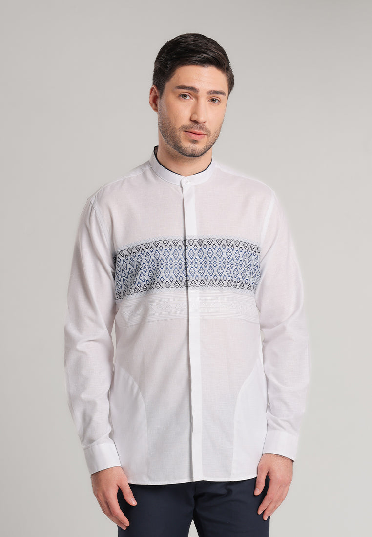 MOC Kemeja Koko Lengan Panjang Pria LUVANZA - WHITE