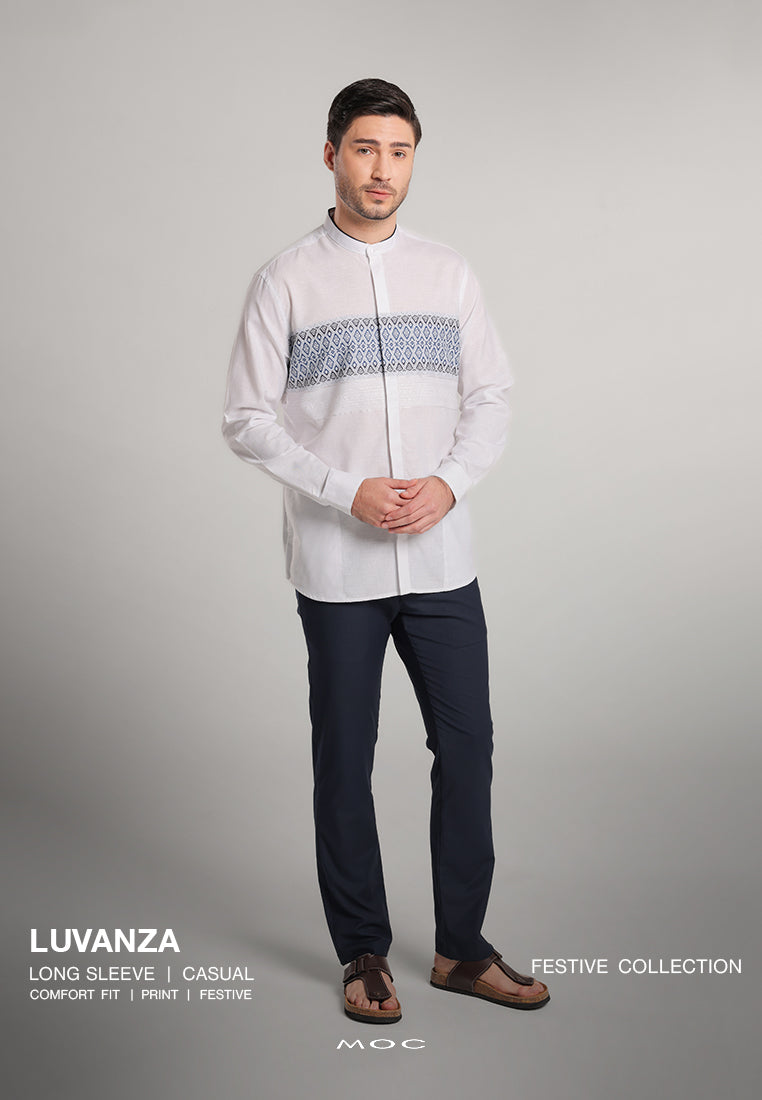 MOC Kemeja Koko Lengan Panjang Pria LUVANZA - WHITE