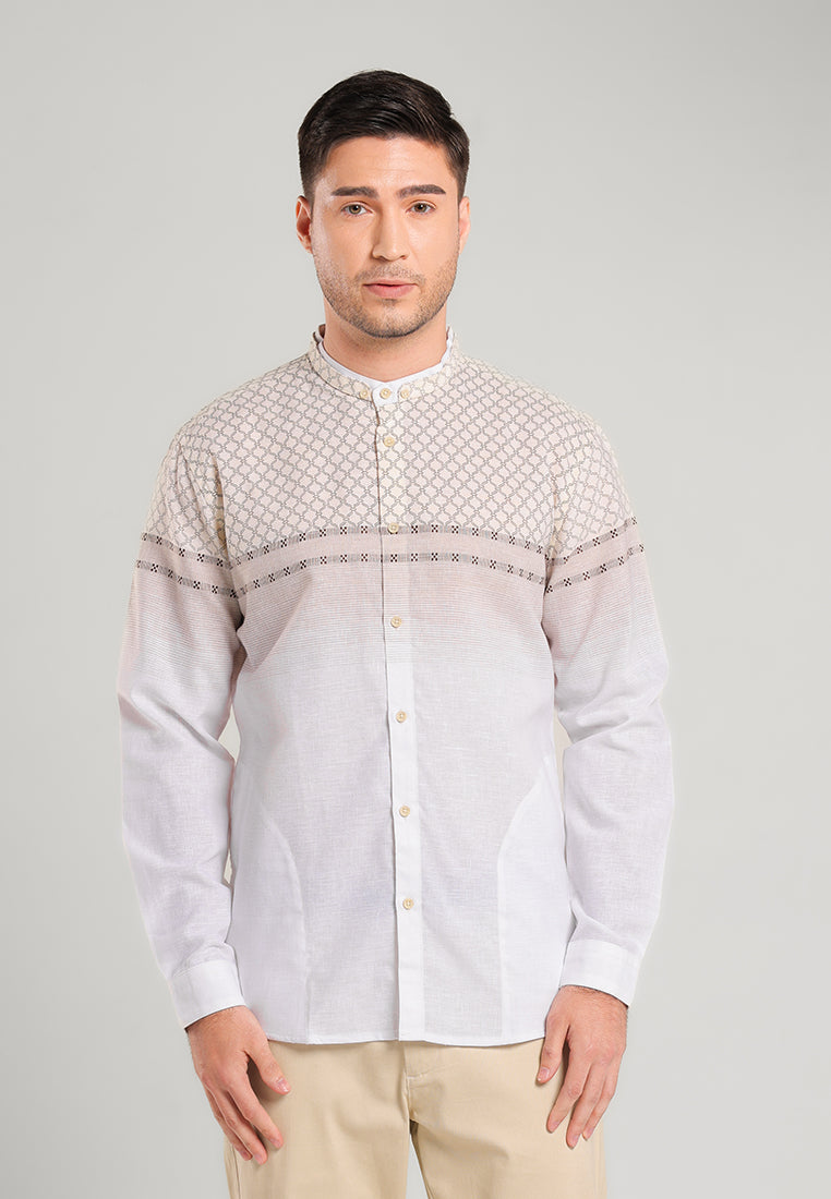 MOC Kemeja Koko Lengan Panjang Pria NEDRA - WHITE