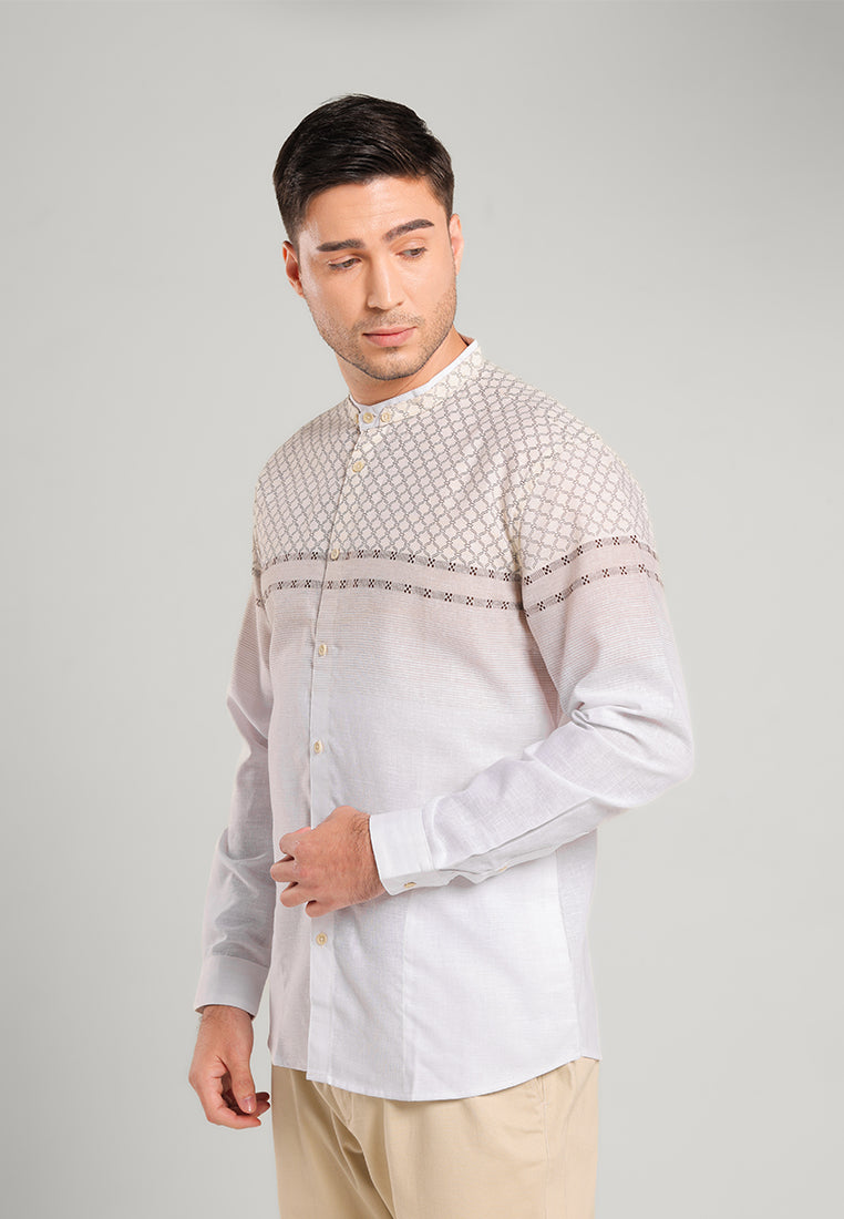 MOC Kemeja Koko Lengan Panjang Pria NEDRA - WHITE