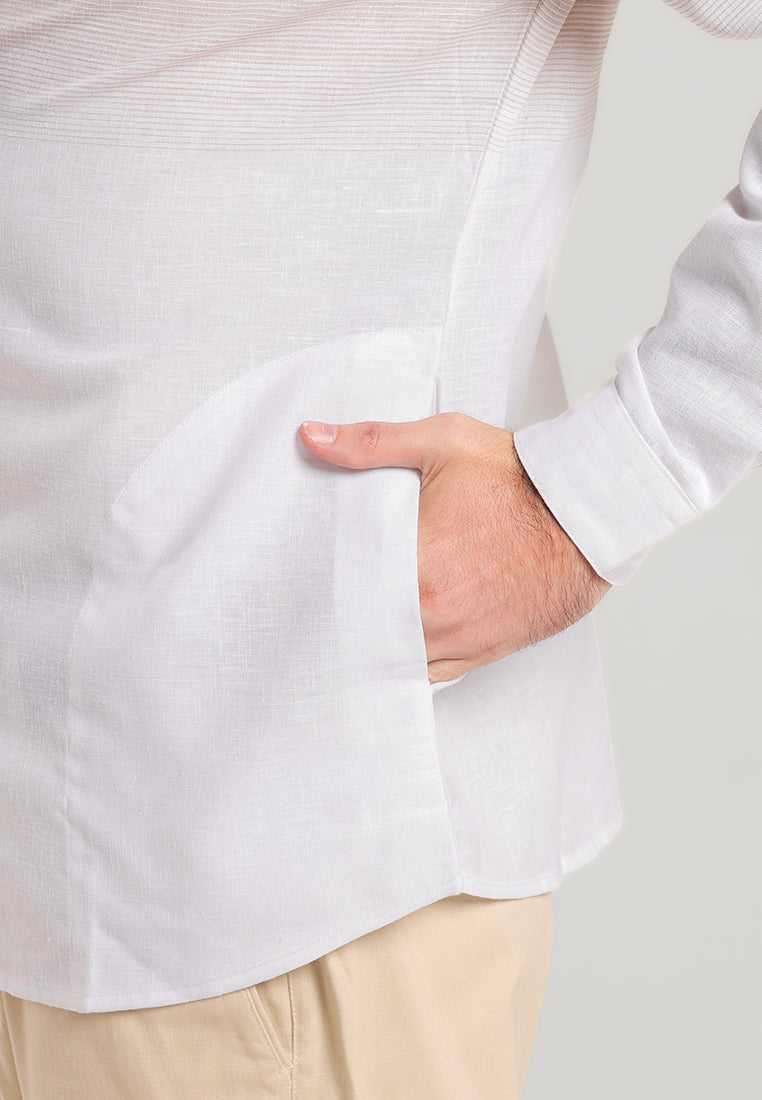 MOC Kemeja Koko Lengan Panjang Pria NEDRA - WHITE