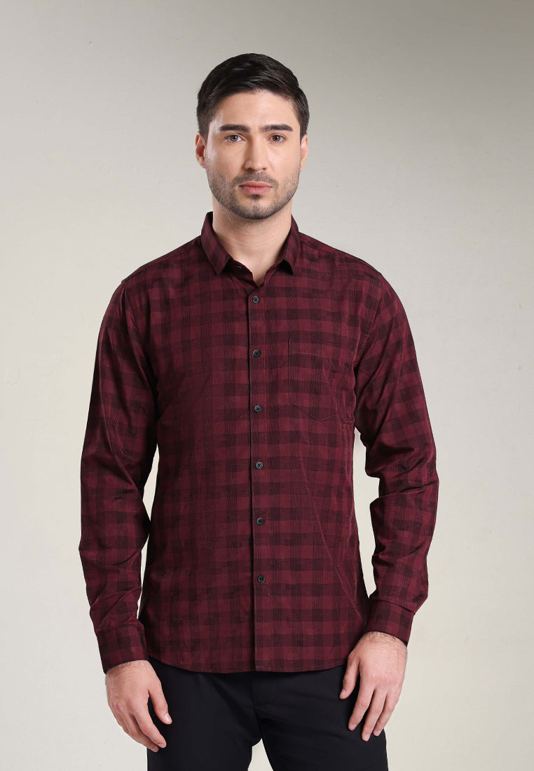 MOC Kemeja Lengan Panjang Pria KENT-MAROON