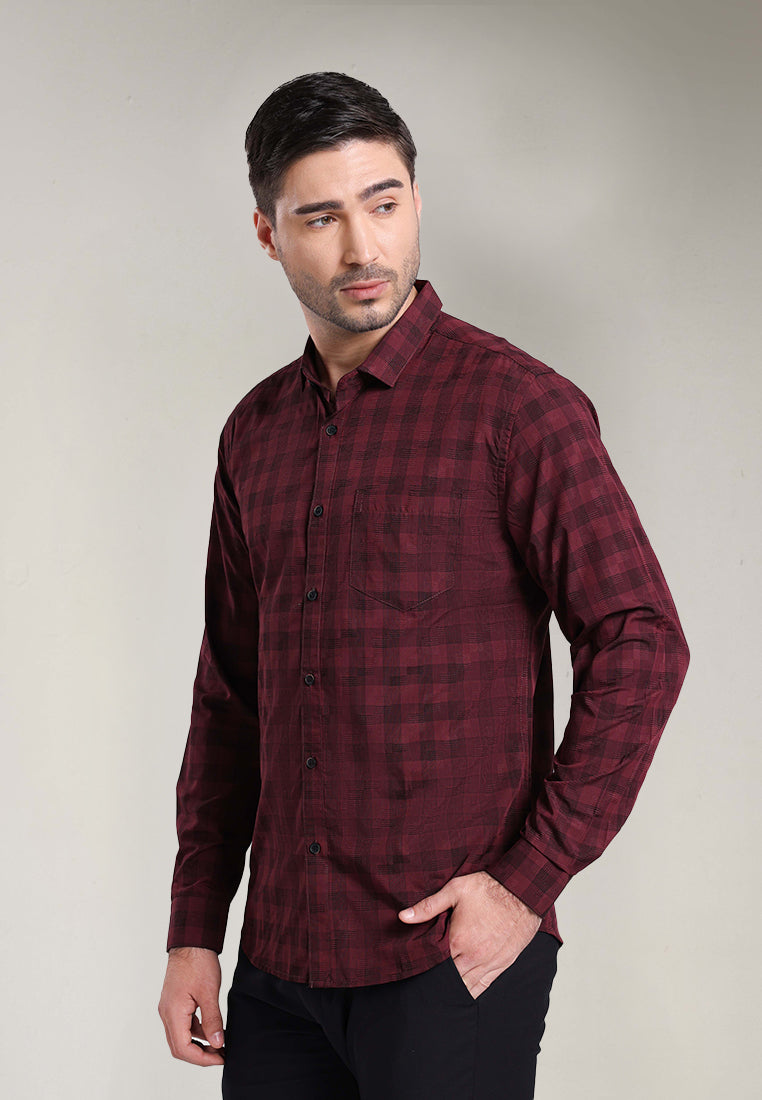 MOC Kemeja Lengan Panjang Pria KENT-MAROON