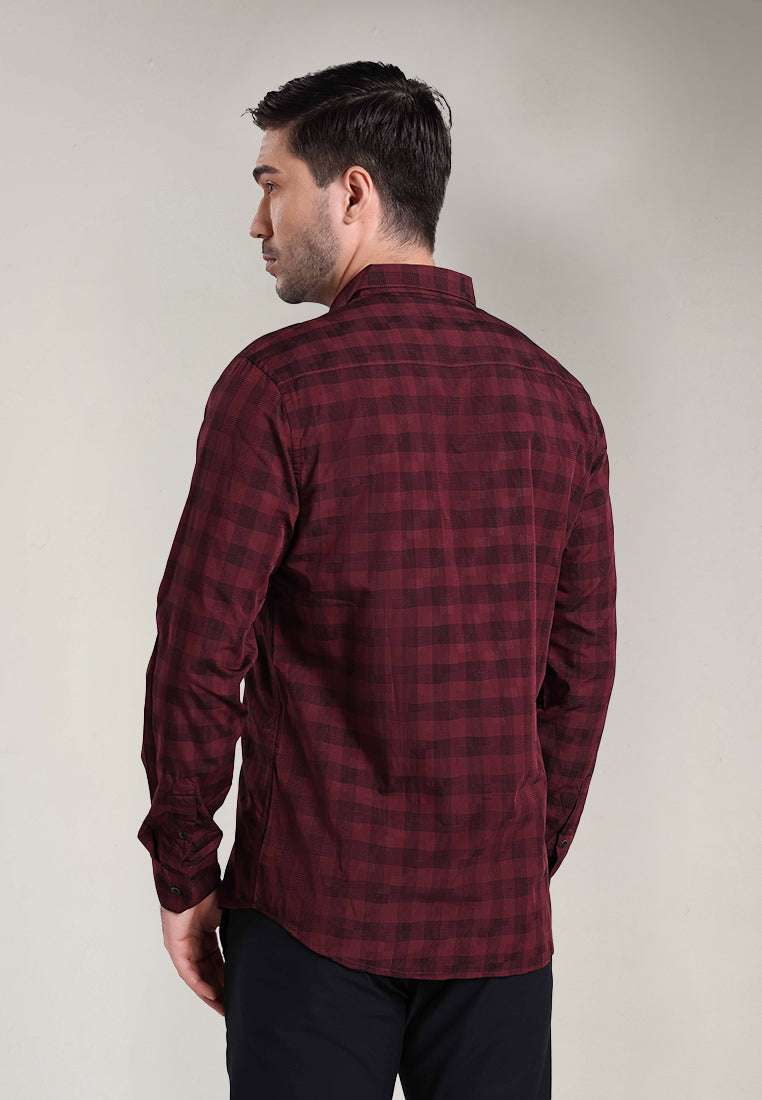 MOC Kemeja Lengan Panjang Pria KENT-MAROON
