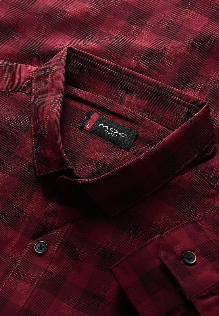 MOC Kemeja Lengan Panjang Pria KENT-MAROON
