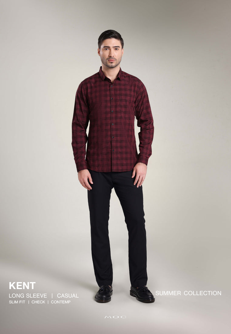 MOC Kemeja Lengan Panjang Pria KENT-MAROON