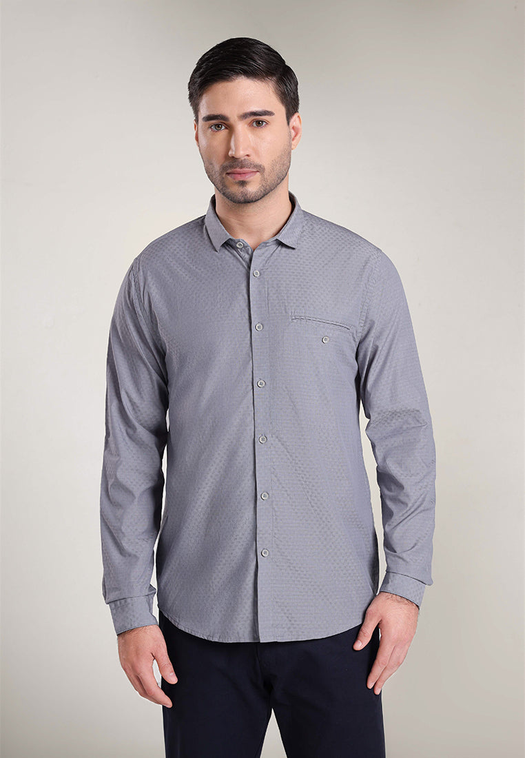 MOC Kemeja Lengan Panjang Pria NIXAN-GREY