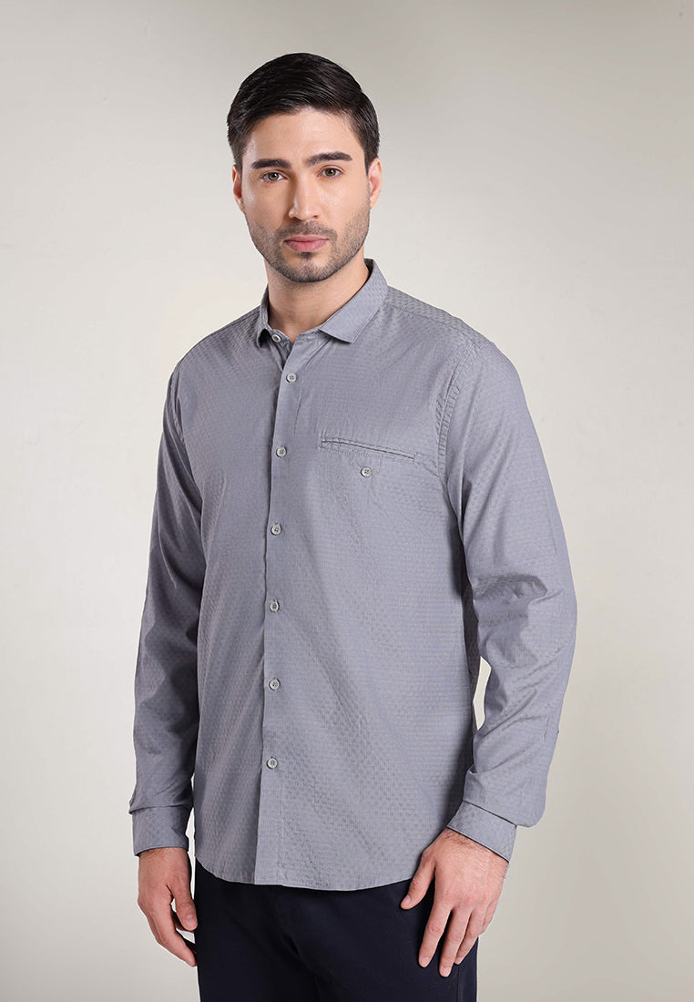MOC Kemeja Lengan Panjang Pria NIXAN-GREY
