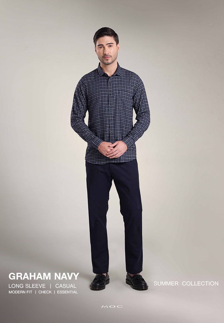 MOC Kemeja Lengan Panjang Pria GRAHAM - NAVY