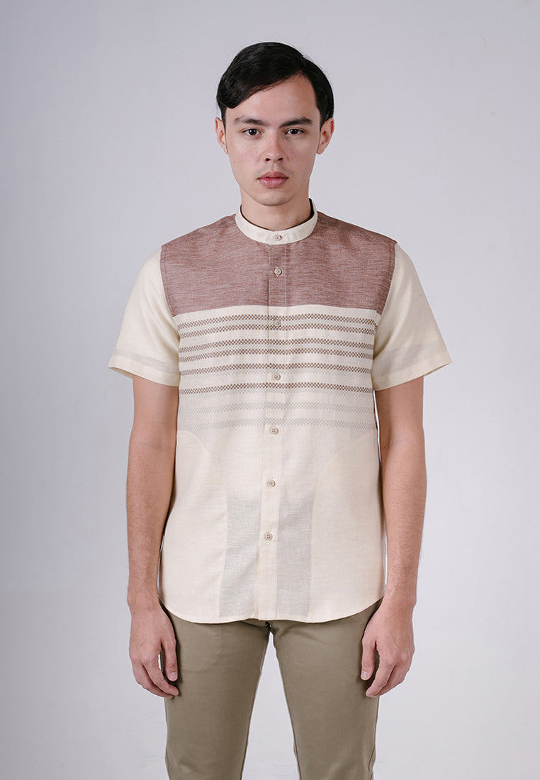 Men's Top by MOC Kemeja Koko Lengan Panjang Pria Adhara - Khaki