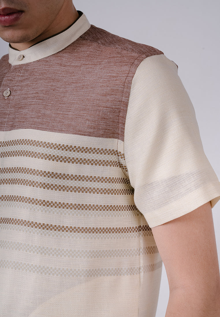 Men's Top by MOC Kemeja Koko Lengan Panjang Pria Adhara - Khaki
