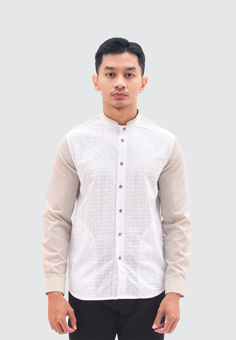 MOC Kemeja Koko Lengan Panjang Pria PASHA - KHAKI