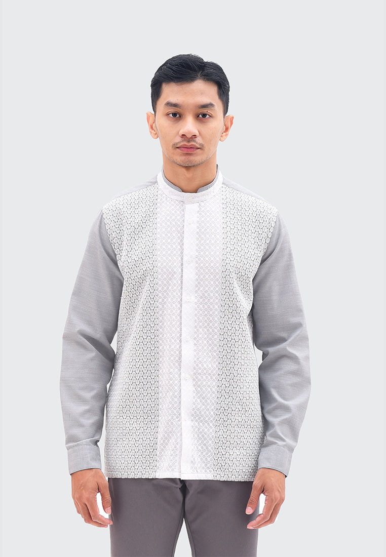 MOC Kemeja Koko Lengan Panjang Pria PEPPI - GREY