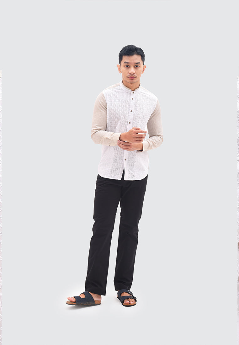 MOC Kemeja Koko Lengan Panjang Pria PASHA - KHAKI